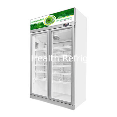 Double Door Silver Inverter Top-Unit Beverage Display Freezer dengan Auto Defrost dan Volume 457L