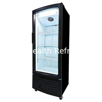 Pendingin Tampilan Komersial Pintu Kaca Tunggal Supermarket, Pendingin Tegak, Peralatan Pendingin Minuman Berpendingin Kipas