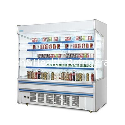5 Layer Shelf Open Display Chiller dengan Built-in Unit dan Konstruksi Baja Karat untuk Supermarket