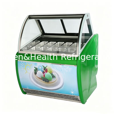Pemasok es krim stainless steel display freezer dengan regulator suhu yang dapat disesuaikan dan tiga lapisan Defog Glass