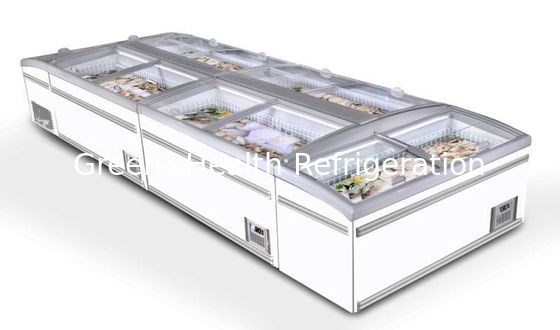 Supermarket Sliding Glass Door Island Freezer Dengan Ruang Besar 1.2m 1.85m Panjang 2.5m