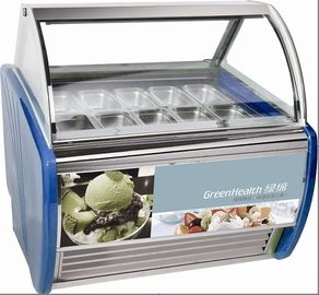 10 Pans Biru Hard Ice Cream Tampilan Freezer Kustom Untuk Toko / Mall