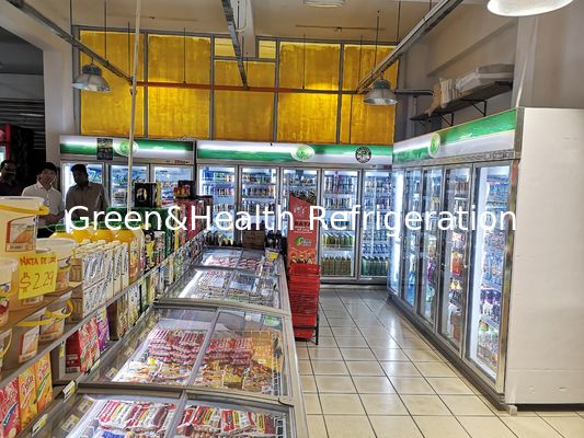 Toko Minuman Tampilan Tegak Pendingin Otomatis Pencairan Lima Pcs Per Pintu