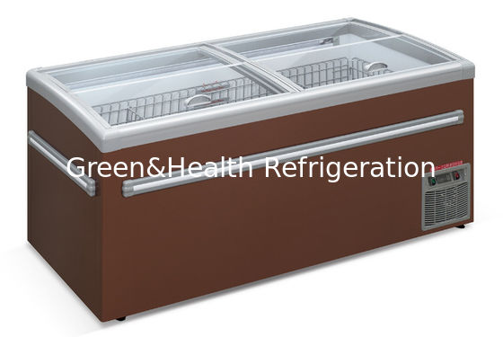 Danfoss Sliding Glass Door Supermarket Freezer Island Dengan Garansi 1 Tahun