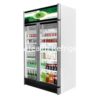 Freezer Pintu Kaca Tegak Efisien Dengan Lampu / Minuman Display Chiller