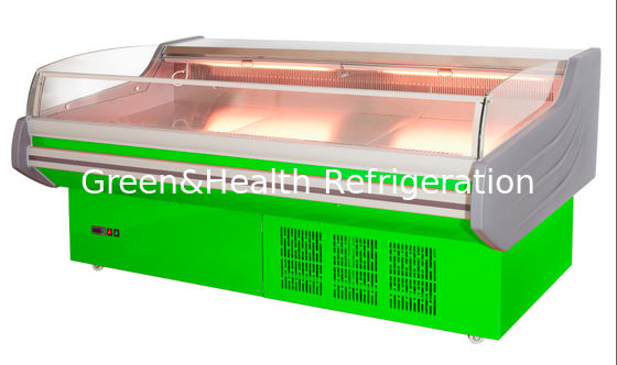Remote komersial Open Front Meat showcase Alat pendingin makanan laut display counter makanan