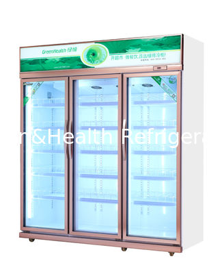 1224L Compact Tegak Freezer 3 Pintu Kacamata Dengan Heater Auto Demist