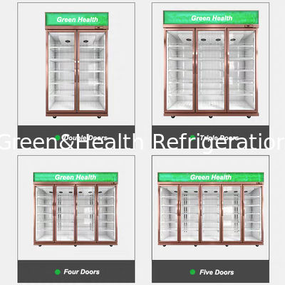 R134 Tegak Supermarket Komersial Kulkas Pintu Kaca