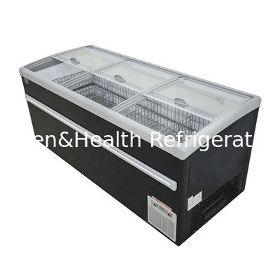 220V 15L Island Display Freezer Dengan Kaca Geser Atas Melengkung