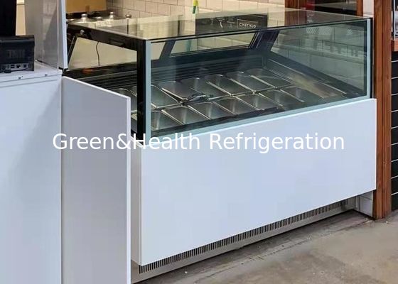 -22 Derajat 16 Pan Gelato Display Scoop Ice Cream Display Freezer