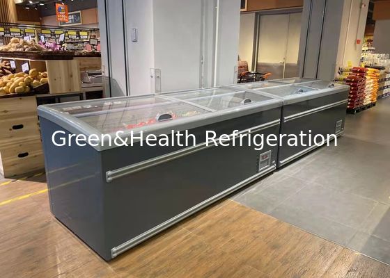 Kombinasi Supermarket Commercial Glass Door Chest Island Freezer Dengan Auto Defrost