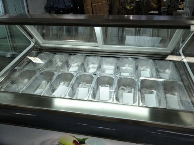 Warna dan Ukuran yang Bisa Disesuaikan Gelato Es Krim Display Freezer dengan 10 / 12 / 16 / 22 Pans